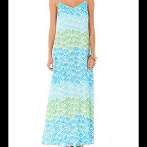 Lilly  Blue/Green Gold Shell shacked maxi